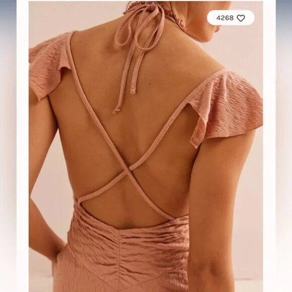 NWT Free People Louisa Strappy Back Orange Maxi Dress - Picture 6 of 7